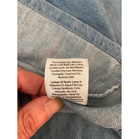 NWT Wonder Nation Girls Denim Dress Embroidered Floral Puff Sleeves XXL 18 - Picture 5 of 12